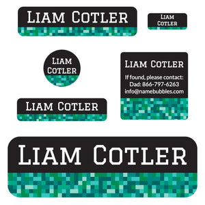 school labels pack pixels turquoise