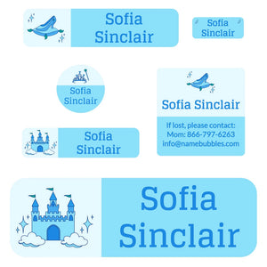 school labels pack princess blue