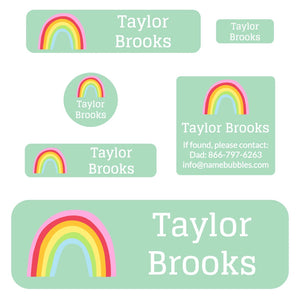 school labels pack rainbows turquoise