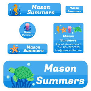 sea animals school labels pack