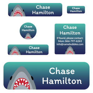 school supply name labels for kids in shark