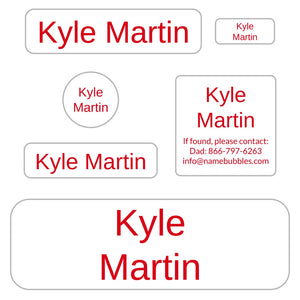 kids name labels for school in simple candy apple