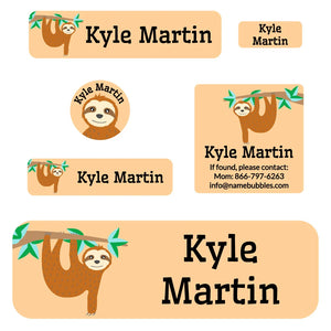 school supply labels pack sloth orange