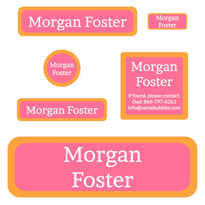 school labels pack solid border Coral - Peach - White