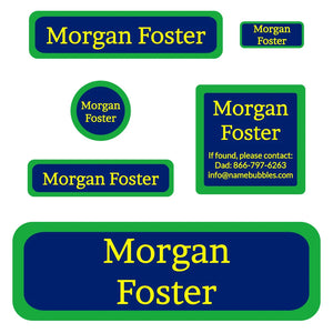 school labels pack solid border Navy - Sea Green - Yellow