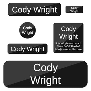 dishwasher safe school labels in split black