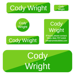 dishwasher safe school labels in split green