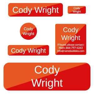 dishwasher safe school labels in split red