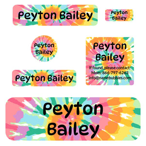 school labels pack tie-dye art rainbow