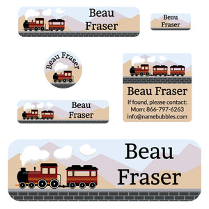 school labels pack train maroon