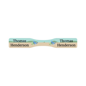 wrap around pacifier name labels in dinosaurs tan