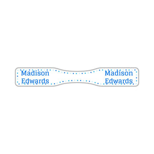 wrap around pacifier name labels in dots beluga blue