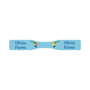wrap around pacifier name labels in floral blue