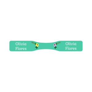 wrap around pacifier name labels in floral turquoise
