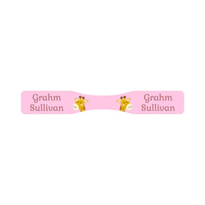 wrap around pacifier name labels in giraffe pink