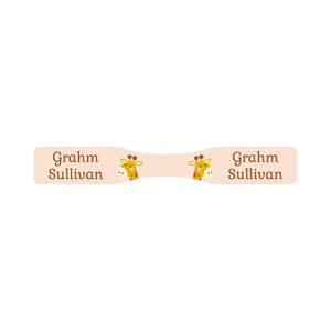 wrap around pacifier name labels in giraffe tan