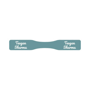 wrap around pacifier name labels in neutral color slate blue
