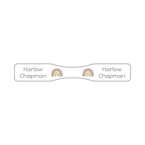 wrap around pacifier name labels in neutral rainbow harvest hues