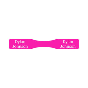 wrap around pacifier name labels in one color hot pink