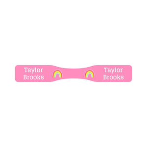 wrap around pacifier name labels in rainbows pink