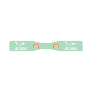 wrap around pacifier name labels in rainbows turquoise