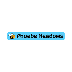 pencil name labels for kids in bee blue