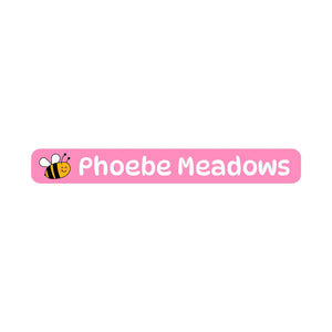 pencil name labels for kids in bee pink