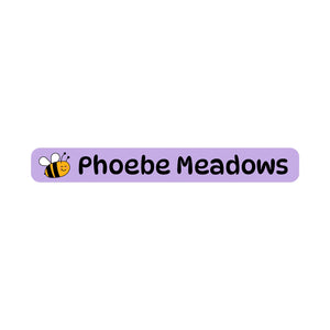 pencil name labels for kids in bee purple