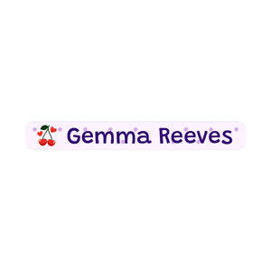 mini pencil name labels for kids in cherries purple