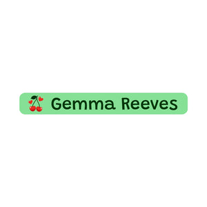 mini pencil name labels for kids in cherries solid green