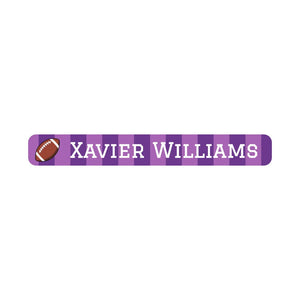pencil name labels for kids in football purple