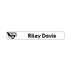 mini pencil labels hockey black white