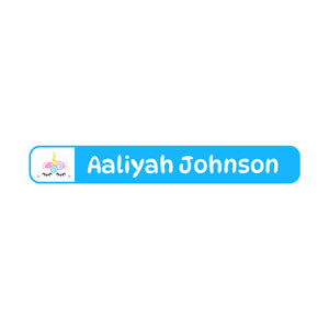pencil name labels for kids unicorn blue