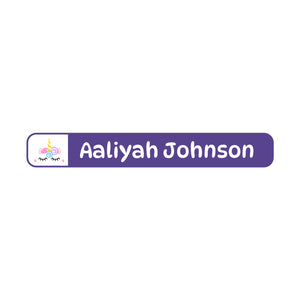 pencil name labels for kids unicorn purple