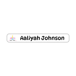 pencil name labels for kids unicorn white