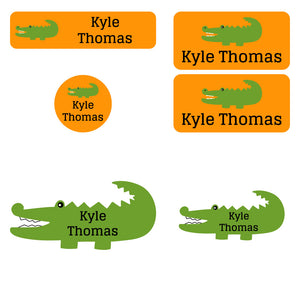 preschool labels pack allligator orange