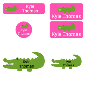 preschool labels pack allligator pink
