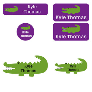 preschool labels pack allligator purple