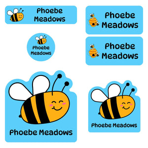 preschool labels pack bee blue