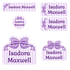preschool labels pack bow purple