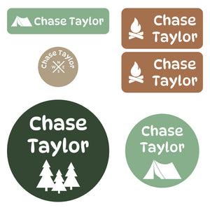 preschool labels pack campsite dino roar