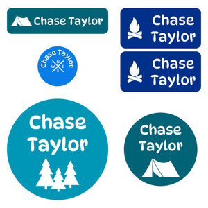 preschool labels pack campsite ocean blue