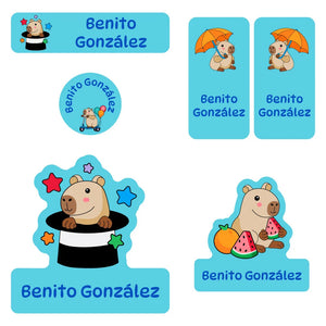preschool labels pack capybara blue