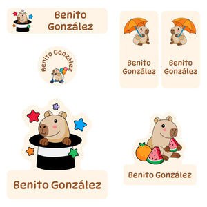 preschool labels pack capybara cream