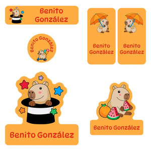 preschool labels pack capybara orange