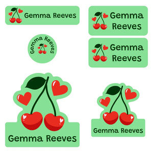 preschool labels pack cherries solid green