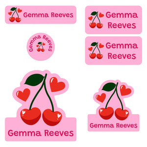 preschool labels pack cherries solid pink