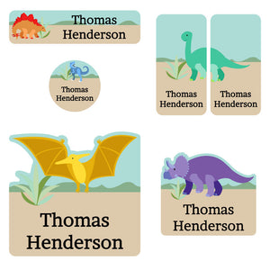 preschool labels pack dinosaurs tan