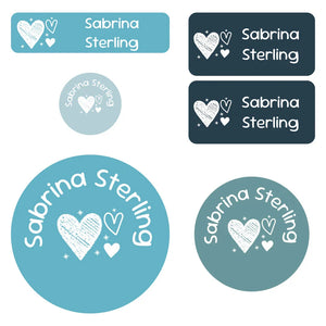 preschool labels pack doodle hearts arctic popsicle