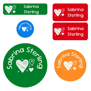 preschool labels pack doodle hearts elementary